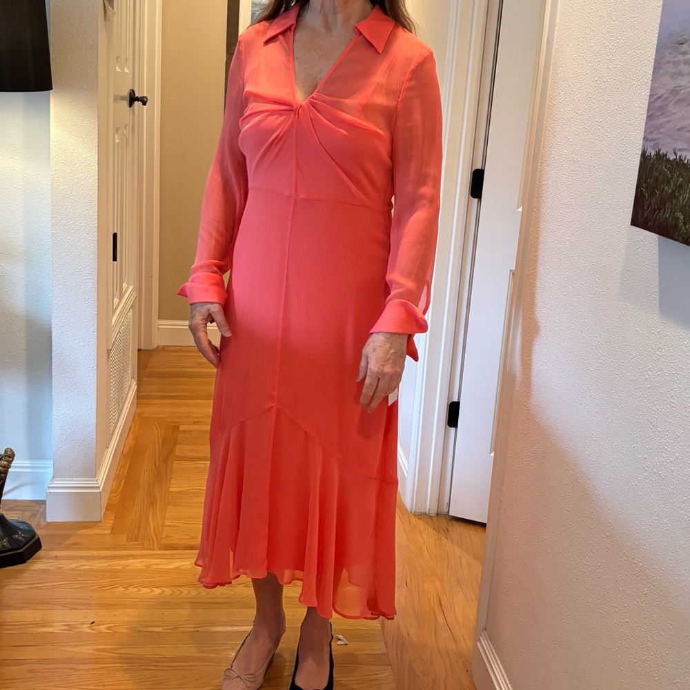 DKNY Coral Twist-Front Midi Dress